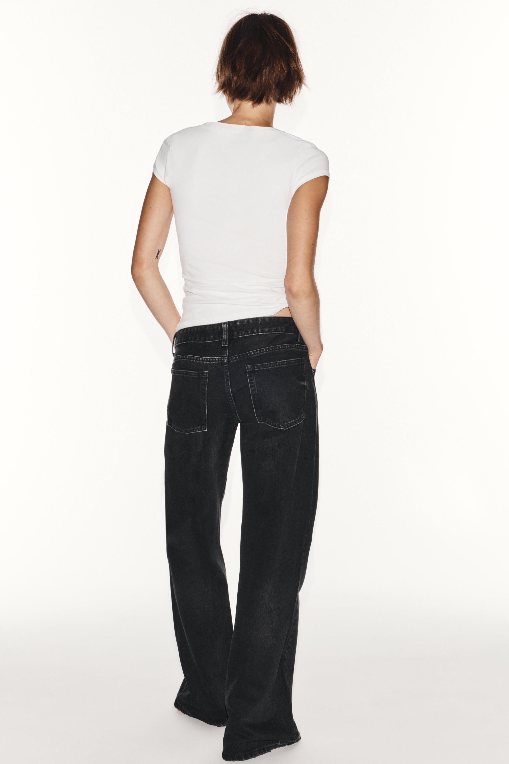 TRF DISTRESSED LOW-RISE WIDE LEG FLARE JEANS